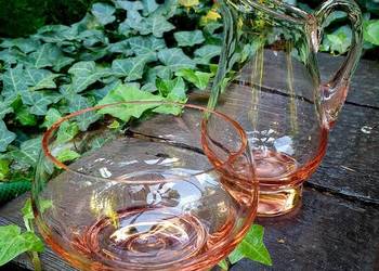 Dzbanek i miska szkło rozalinowe Dzbanek i miska szkło rozalinowe