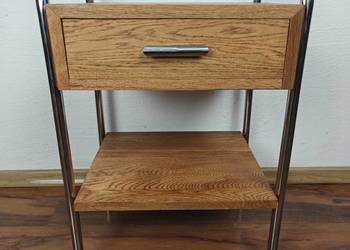 Szafka nocna lity dąb chrom teak Bauhaus Art Deco