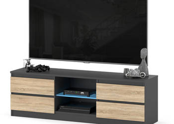 Szafka rtv nowoczesny stolik do salonu 138cm 4 szuflady szary dąb sonoma