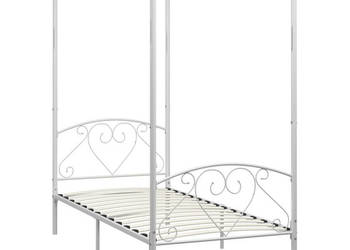 Rama łóżka z baldachimem biała metalowa 100 x 200 cm WM-284427