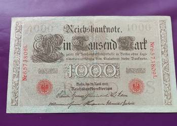 Banknot Niemcy 1000 Marek 1910 - Poszukiwany / Rzadki !