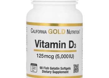 Witamina D3, 125 μg (5000 j.m.),180 kapsułek California Gold Nutrition