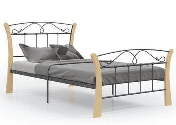 Łóżko Metalowe Czarne Rama Łóżka Ze Stelażem 100 x 200 cm WM-324884