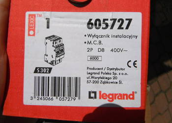Wyłącznik nadprądowy Legrand S302 P2 D-8 400V