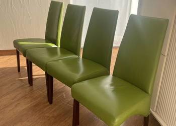 Sprzedam komplet krzeseł, skóra naturalna, piękny zielony kolor