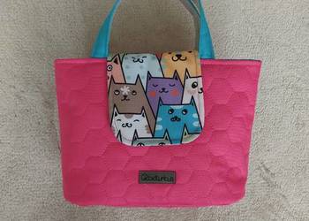 Różowa Torebka Koszyk w KOTKI handmade