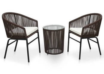 3-częściowy zestaw mebli bistro z poduszkami rattan PE brąz WM-48139