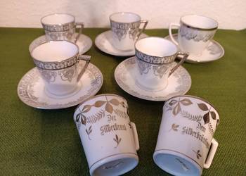 Filiżanki srebrzona porcelana