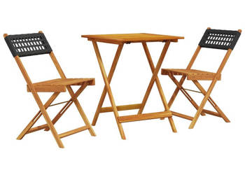 3-cz. zestaw mebli bistro czarny rattan PE i drewno WM-3281754