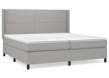 Łóżko kontynentalne z materacem jasnoszare tkanina 200x200 cm WM-3131377