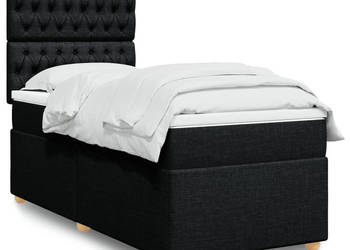 Łóżko kontynentalne z materacem czarne tkanina 80x200 cm WM-3293416