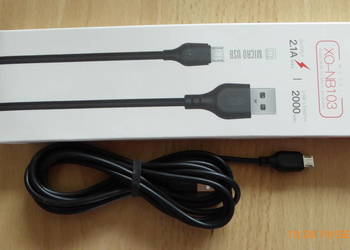 Nowy przewód dwumetrowy USB-:-microUSB 2,1A XO-NB103