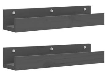 Półki ścienne 2 szt. szare 50x12x9 cm drewno sosnowe WM-823586