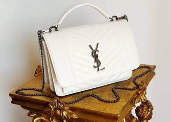 YSL TOREBKA YVES SAINT LAURENT PIKOWANA BIEL BIAŁA