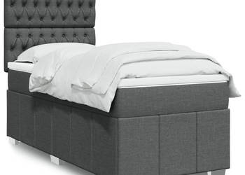 Łóżko kontynentalne z materacem ciemnoszara tkanina 100x200 cm WM-3293887
