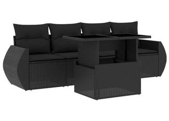 5-cz. zestaw wypoczynkowy do ogrodu poduszki czarny rattan PE WM-3268355