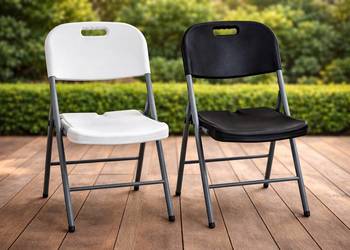 Krzesło składane cateringowe, turystyczne, ogrodowe, czarne, białe