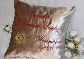 Podziękowanie Pamiątka na I Komunię Świętą Poduszka Haft WEL