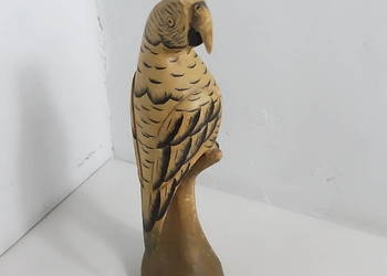 Drewniana Figurka Papugi – Ręcznie Malowana, Styl Vintage / Boho