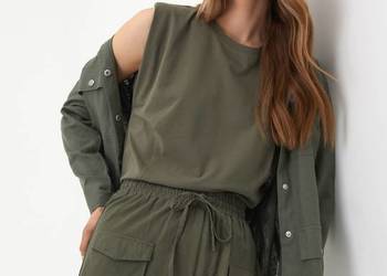 spodenki szorty xxs 32 khaki z lnem len 30% sinsay