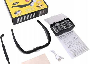 Lupa Okulary Nagłowne OBOVO LED 4 Soczewki 1.5-5X USB Jubiler Rękodzieło