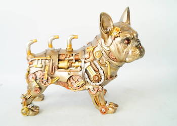 PIES MECHANICZNY BULDOG rzeźba steampunk dekoracja