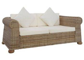 vidaXL 2-osobowa sofa z poduszkami, naturalny rattan(sku283073)