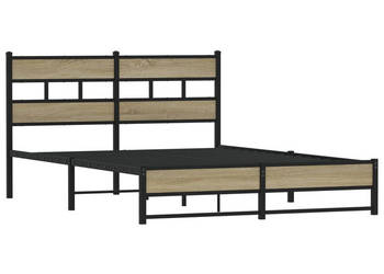 Łóżko Czarne Metalowe Rama Łóżka Metalowa Ze Stelażem 140x190 cm WM-4017272