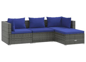 4-cz. zestaw wypoczynkowy do ogrodu poduszki szary rattan PE WM-3101646