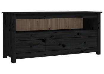 Szafka pod TV czarna 114x35x52 cm lite drewno sosnowe WM-821506
