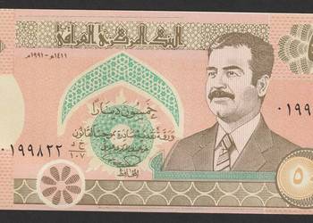 IRAK 50 DINAR 1991 - SADDAM HUSAJN - STAN BANKOWY UNC