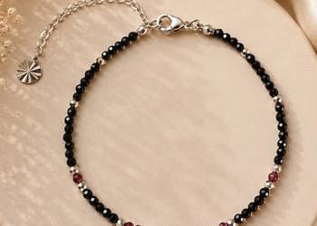 Bransoletka z kamieni naturalnych, czarny turmalin, spinel, granat