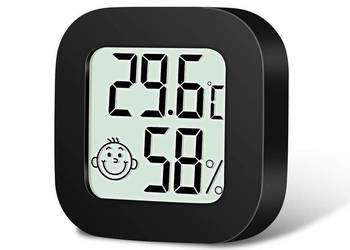 Flintronic Mini Termometr LCD cyfrowy termometr wewnętrzny CZARNY