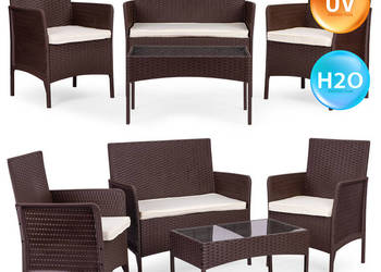 Zestaw mebli ogrodowych stół ławka fotele brązowy MultiGarden