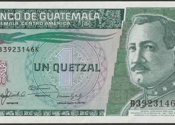 GWATEMALA 1 QUETZAL 1992 - STAN BANKOWY UNC