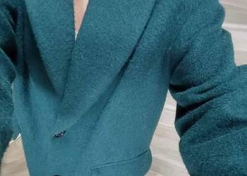 Zara płaszcz welna owcza moher Alpaka szmaragd oversize