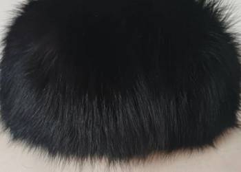 Czapka z lisa czarna-naturalne futro