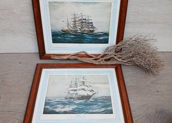 Marynistyka obraz grafika żaglowiec Astoria i Medway - komplet 2szt