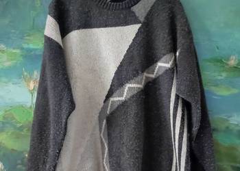 sweter shetland wełniany vintage retro oldskul geometryczne wzory