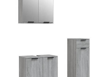 3-częściowy zestaw szafek łazienkowych szary dąb sonoma WM-3115874