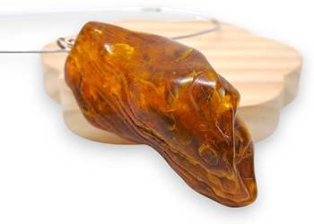 Naszyjnik z bursztynu, BURSZTYN bałtycki bryłka, linka #977