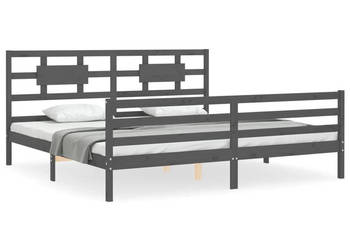 Rama łóżka z wezgłowiem szara lite drewno 200x200 cm WM-3194463
