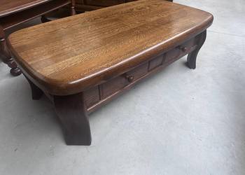 Dębowa masywna ława z przesuwnymi szufladami