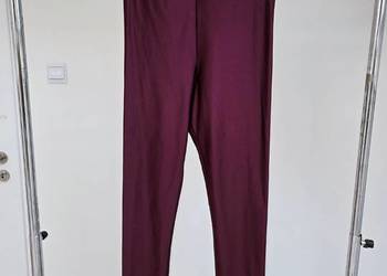 Burgundowe połyskujące legginsy Tezenis