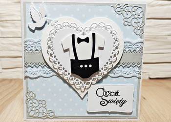 Kartka na Chrzest Święty chłopca ręcznie robiona