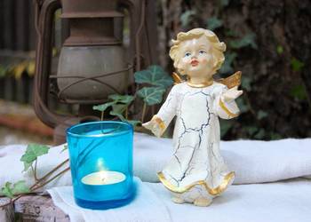 Anioł, aniołek, shabby chic, figurka z żywicy 15 cm, vintage