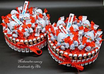 Tort ze słodyczy kinder słodki torcik prezent