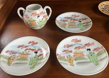 Cukiernica bez pokrywki. Z gejszą.  japońska porcelana
