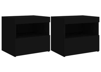 Szafki nocne z oświetleniem LED 2 szt. czarne 50x40x45 cm WM-836766