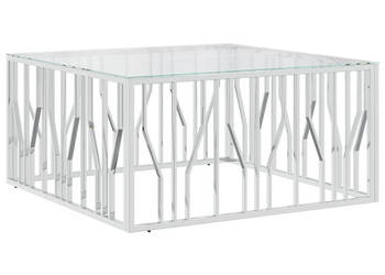 Stolik kawowy 100x100x50 cm stal nierdzewna i szkło WM-350065